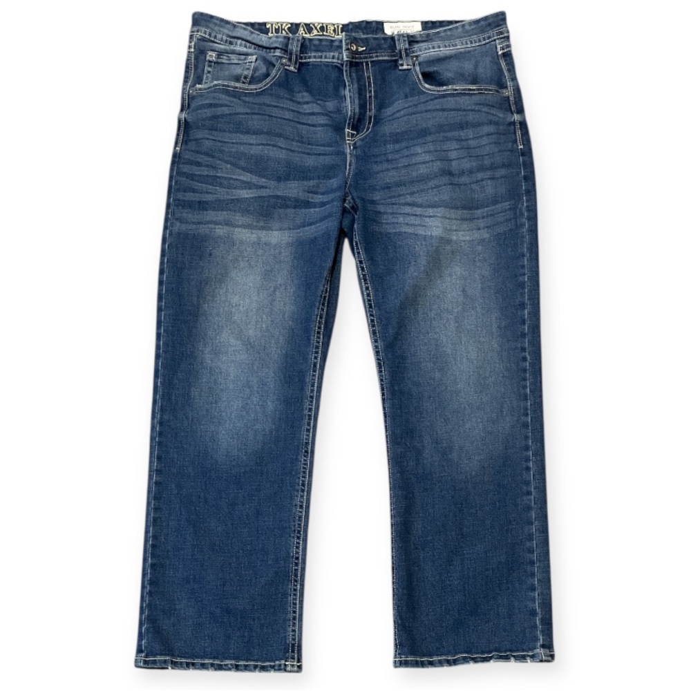 Men's TK Axel Thick Stitch Jeans Slim Boot 42x31 Medium Wash Denim